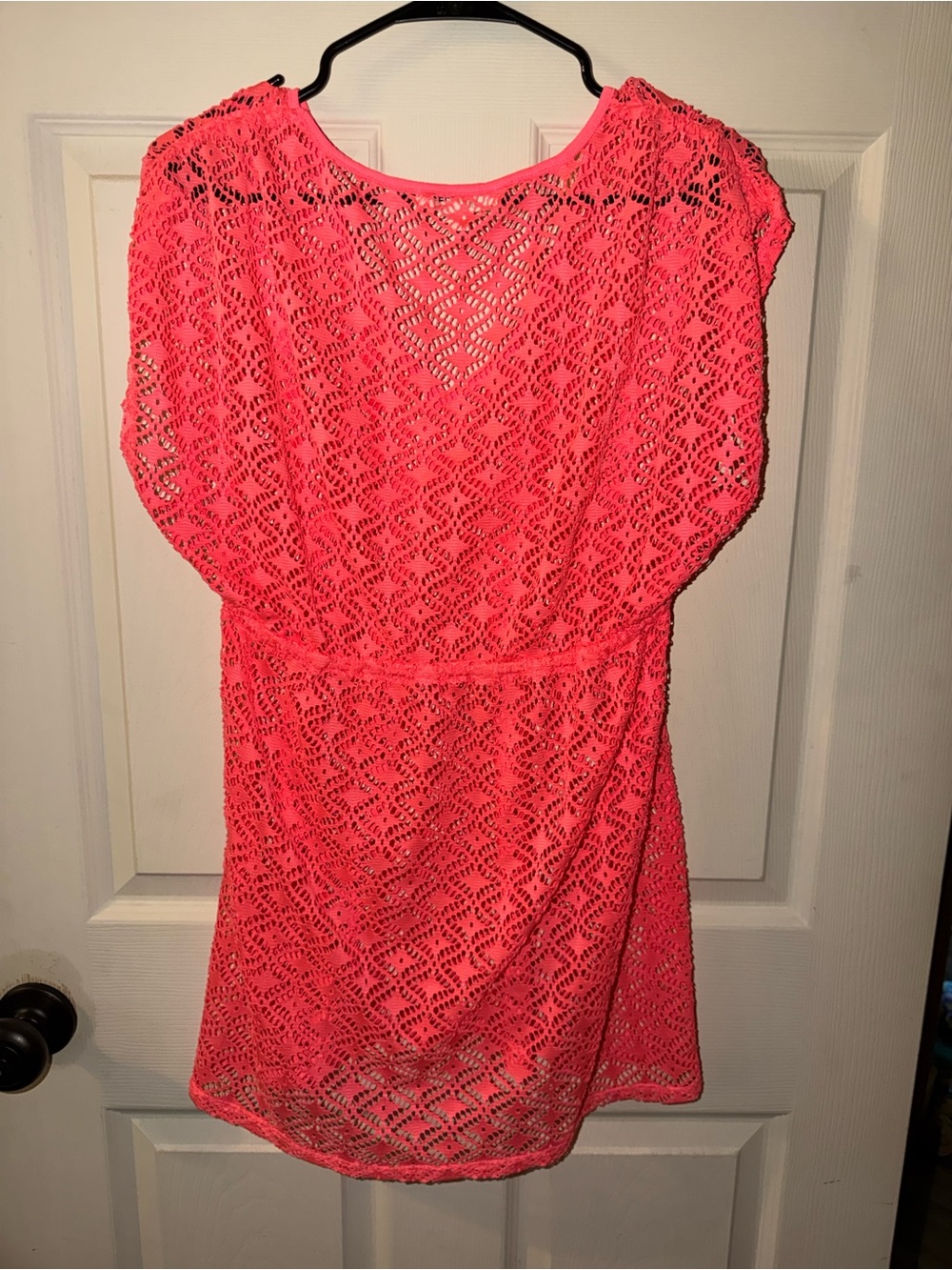 Miken Swim Coral Pink Crochet Swim Cover - Picture 3 of 4